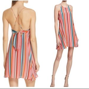 Alice + Olivia Stripe Tie Back Mini Dress